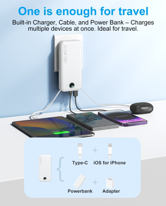 Fast Charging Power Bank with AC Socket & Dual-Wire Digital Display