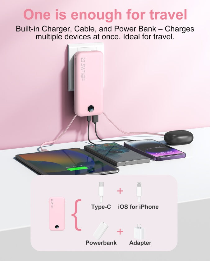 Fast Charging Power Bank with AC Socket & Dual-Wire Digital Display