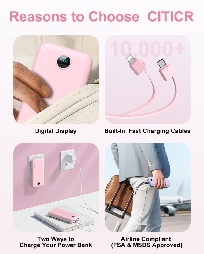 Fast Charging Power Bank with AC Socket & Dual-Wire Digital Display