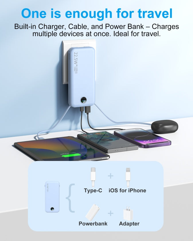 Fast Charging Power Bank with AC Socket & Dual-Wire Digital Display