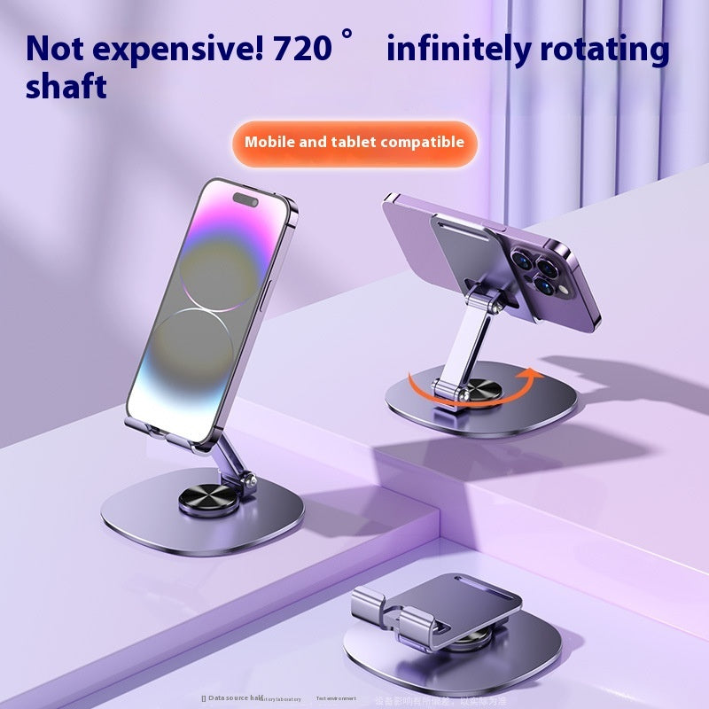 Metal Rotating Desktop Phone Stand – Adjustable Folding Mobile Holder for Desk & Table