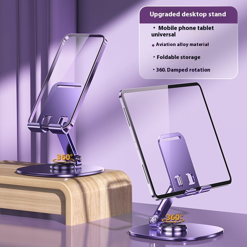 Metal Rotating Desktop Phone Stand – Adjustable Folding Mobile Holder for Desk & Table