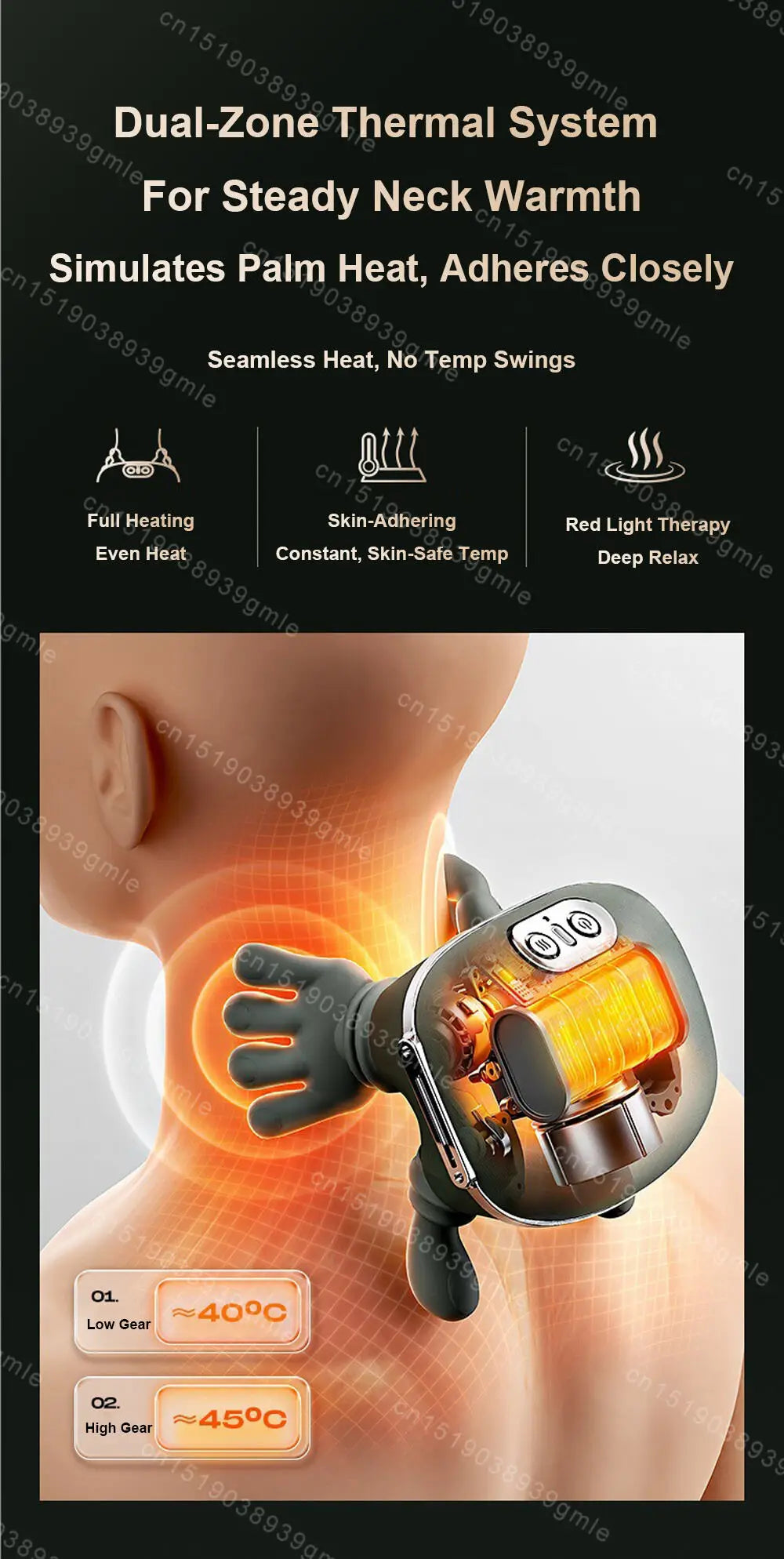 Bionic Neck Shoulder Massager Heated Back Massagers Electric Kneading Muscles Massage Pillow Neck Waist Leg Body ﻿3-Level Modes
