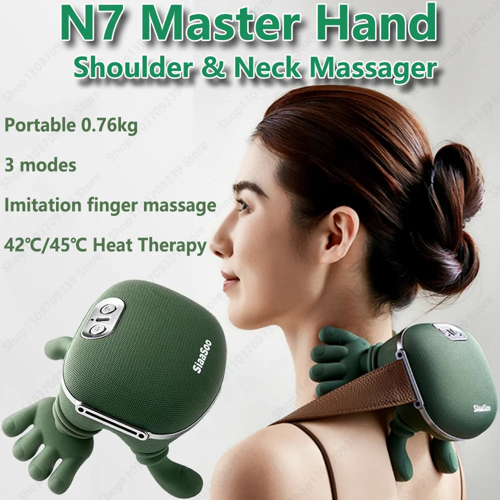 Bionic Neck Shoulder Massager Heated Back Massagers Electric Kneading Muscles Massage Pillow Neck Waist Leg Body ﻿3-Level Modes