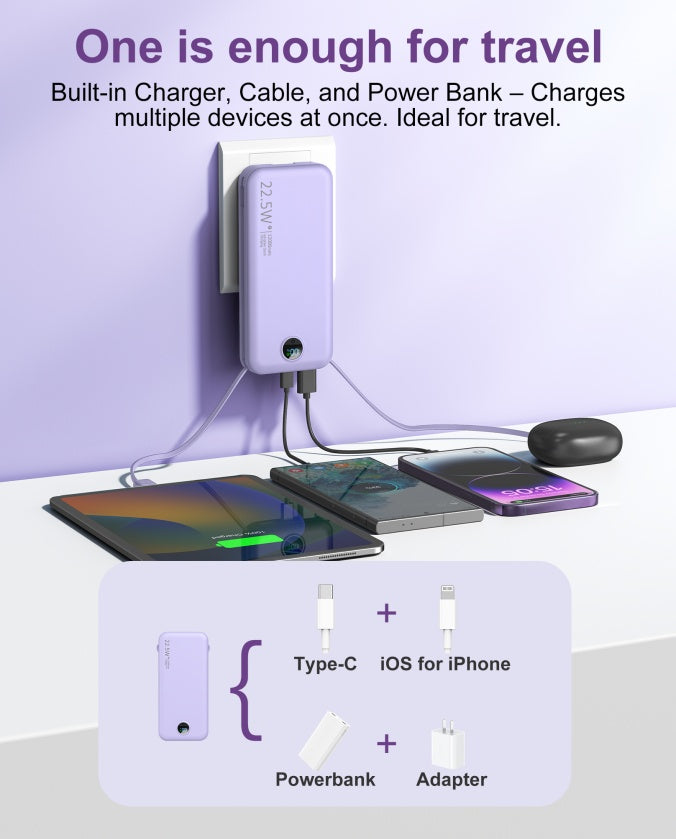 Fast Charging Power Bank with AC Socket & Dual-Wire Digital Display