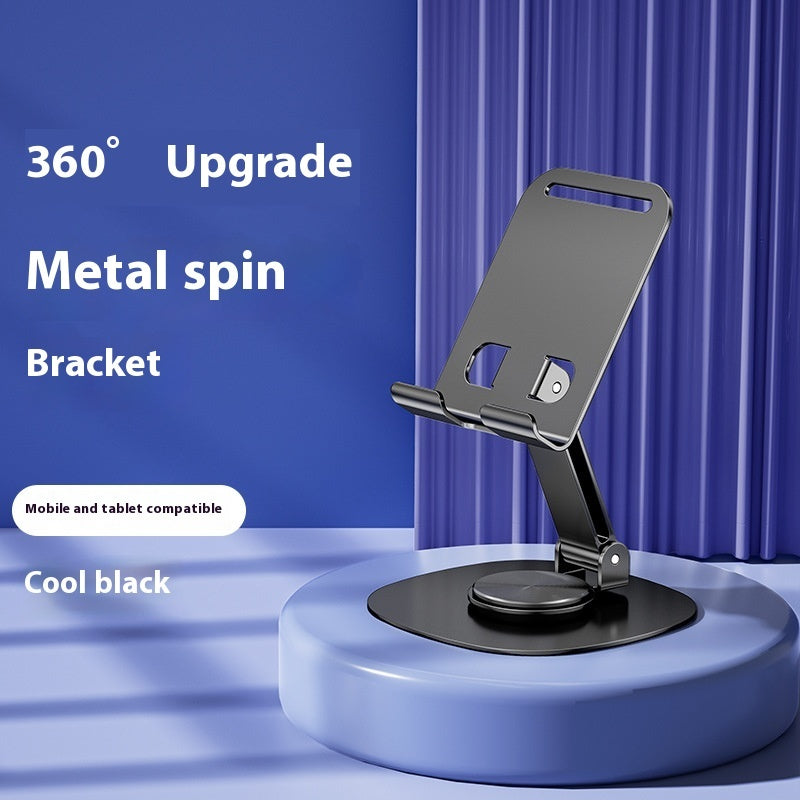 Metal Rotating Desktop Phone Stand – Adjustable Folding Mobile Holder for Desk & Table