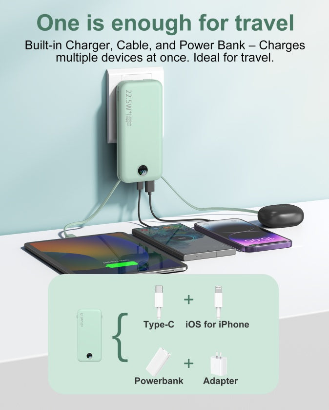 Fast Charging Power Bank with AC Socket & Dual-Wire Digital Display